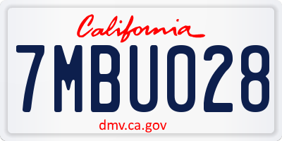 CA license plate 7MBU028