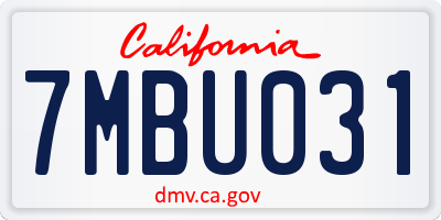 CA license plate 7MBU031