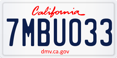 CA license plate 7MBU033