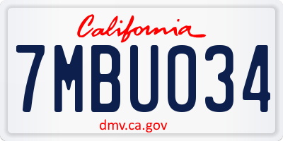 CA license plate 7MBU034