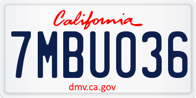 CA license plate 7MBU036