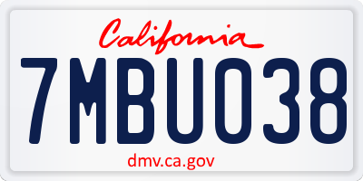 CA license plate 7MBU038
