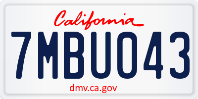 CA license plate 7MBU043