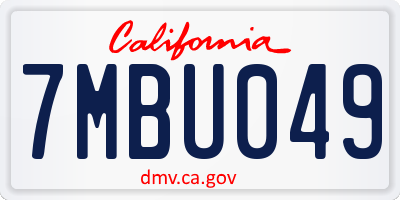 CA license plate 7MBU049