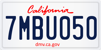 CA license plate 7MBU050