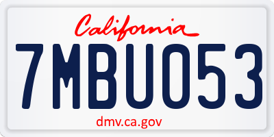 CA license plate 7MBU053