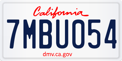 CA license plate 7MBU054