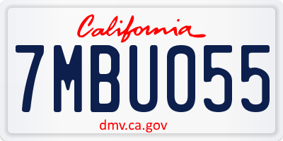 CA license plate 7MBU055