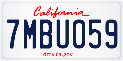 CA license plate 7MBU059