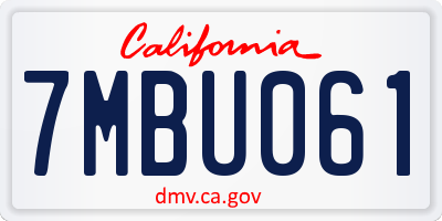 CA license plate 7MBU061