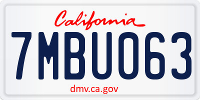 CA license plate 7MBU063