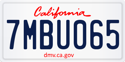 CA license plate 7MBU065