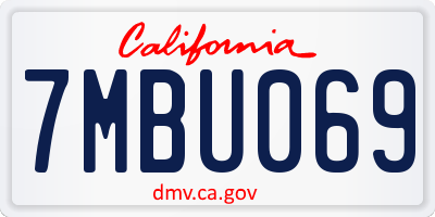 CA license plate 7MBU069