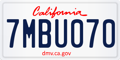 CA license plate 7MBU070