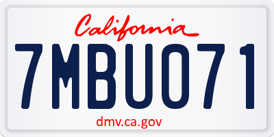 CA license plate 7MBU071