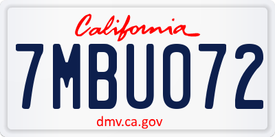 CA license plate 7MBU072