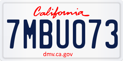 CA license plate 7MBU073