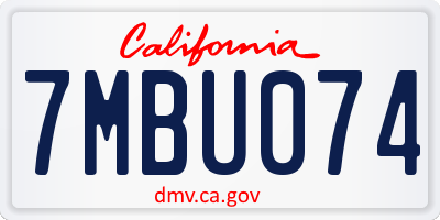 CA license plate 7MBU074