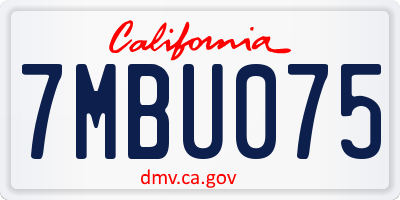 CA license plate 7MBU075