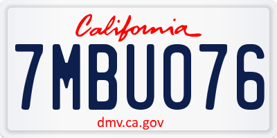 CA license plate 7MBU076
