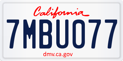 CA license plate 7MBU077