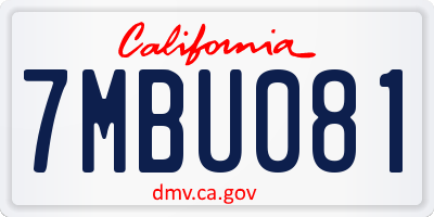 CA license plate 7MBU081