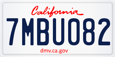 CA license plate 7MBU082
