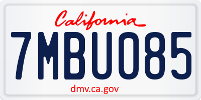 CA license plate 7MBU085