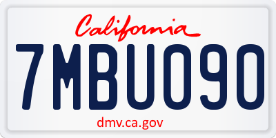 CA license plate 7MBU090