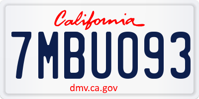 CA license plate 7MBU093