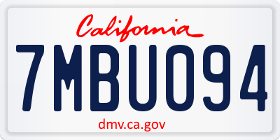 CA license plate 7MBU094