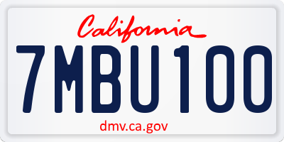 CA license plate 7MBU100