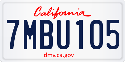 CA license plate 7MBU105