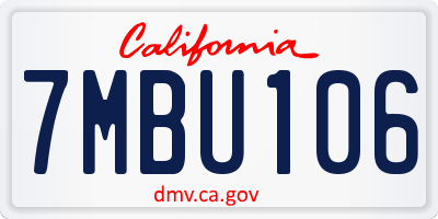 CA license plate 7MBU106