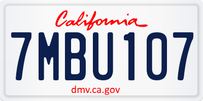 CA license plate 7MBU107