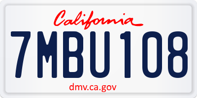 CA license plate 7MBU108