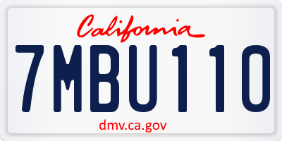 CA license plate 7MBU110
