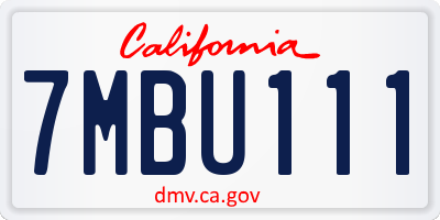 CA license plate 7MBU111