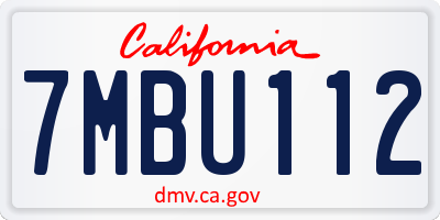 CA license plate 7MBU112