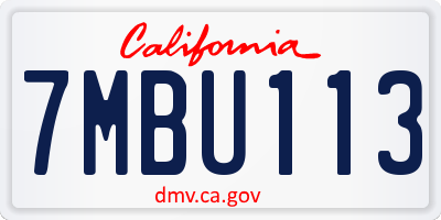 CA license plate 7MBU113