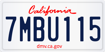 CA license plate 7MBU115