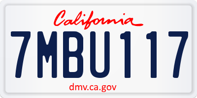 CA license plate 7MBU117