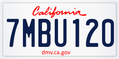 CA license plate 7MBU120