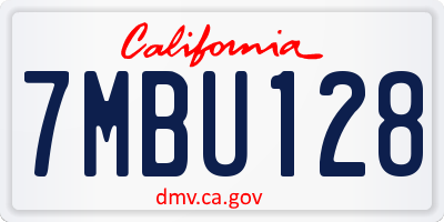 CA license plate 7MBU128