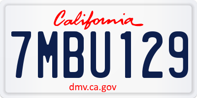 CA license plate 7MBU129
