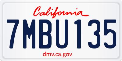 CA license plate 7MBU135