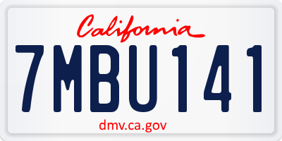 CA license plate 7MBU141