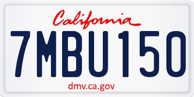 CA license plate 7MBU150