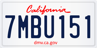 CA license plate 7MBU151