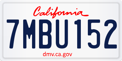 CA license plate 7MBU152